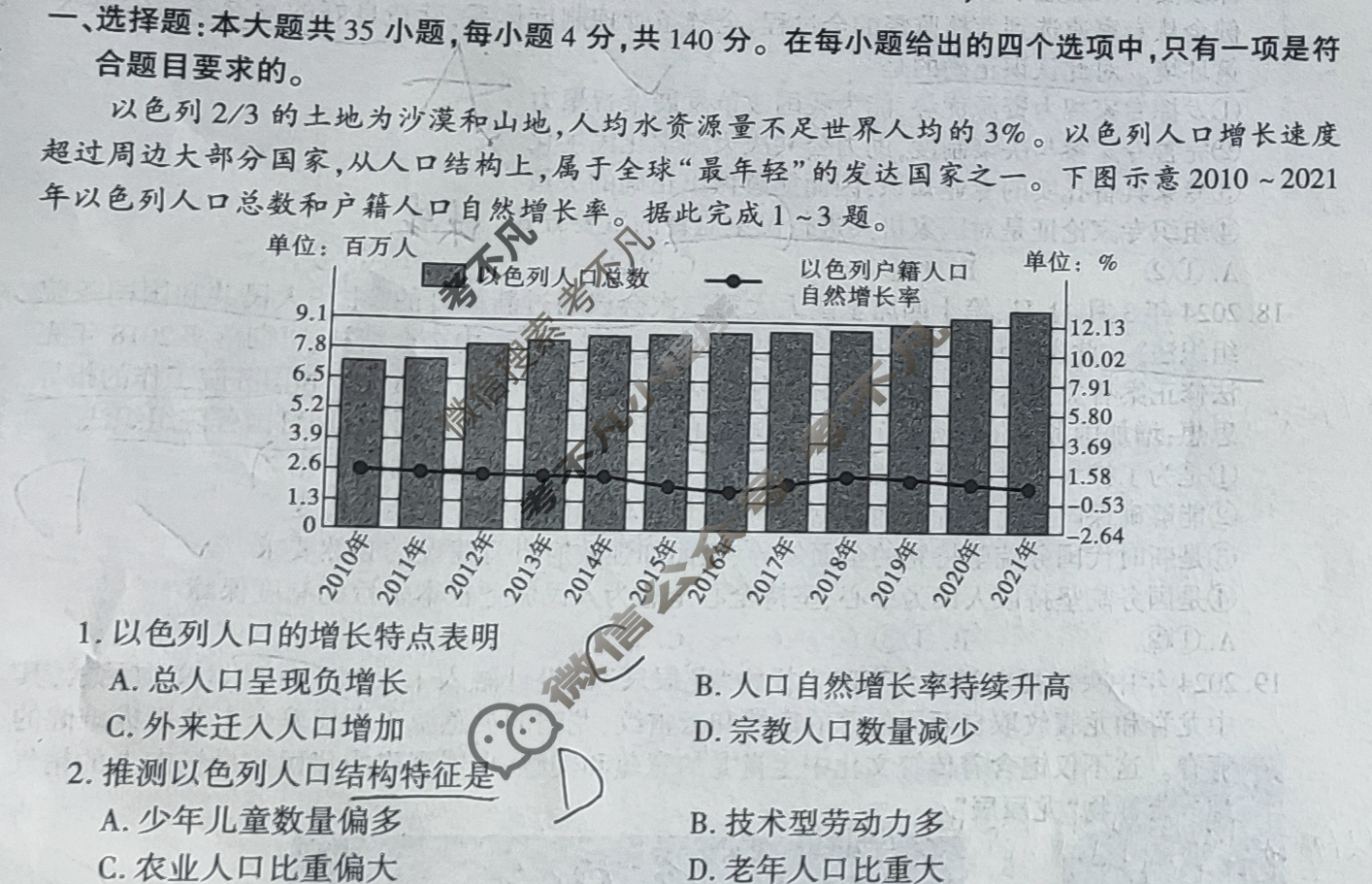 陕西省周至县2023-2024学年度高考第三次模拟考试文科综合试题