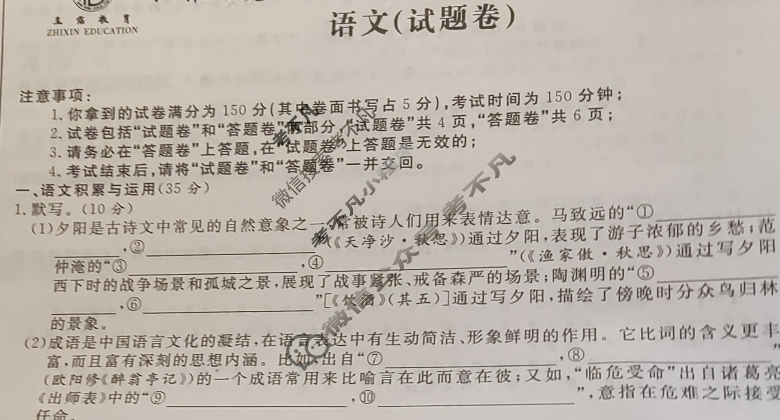 [江淮名卷]2024年安徽中考模拟信息卷(七)7语文试题