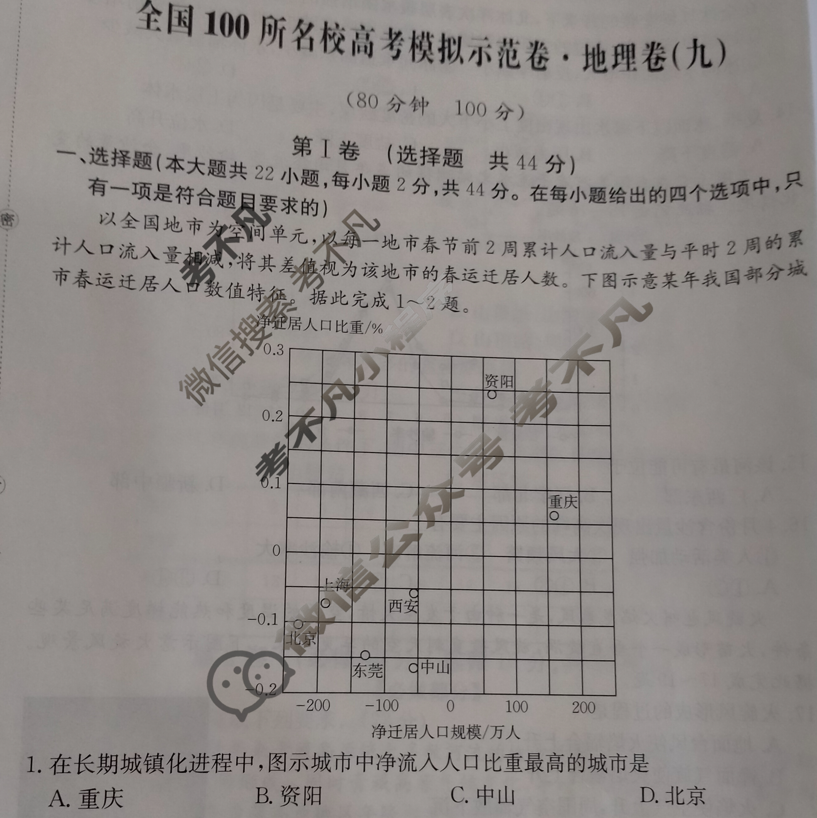 2024年全国100所名校高考模拟示范卷·地理(九)9[24·ZX·MNJ·地理·Y]试题