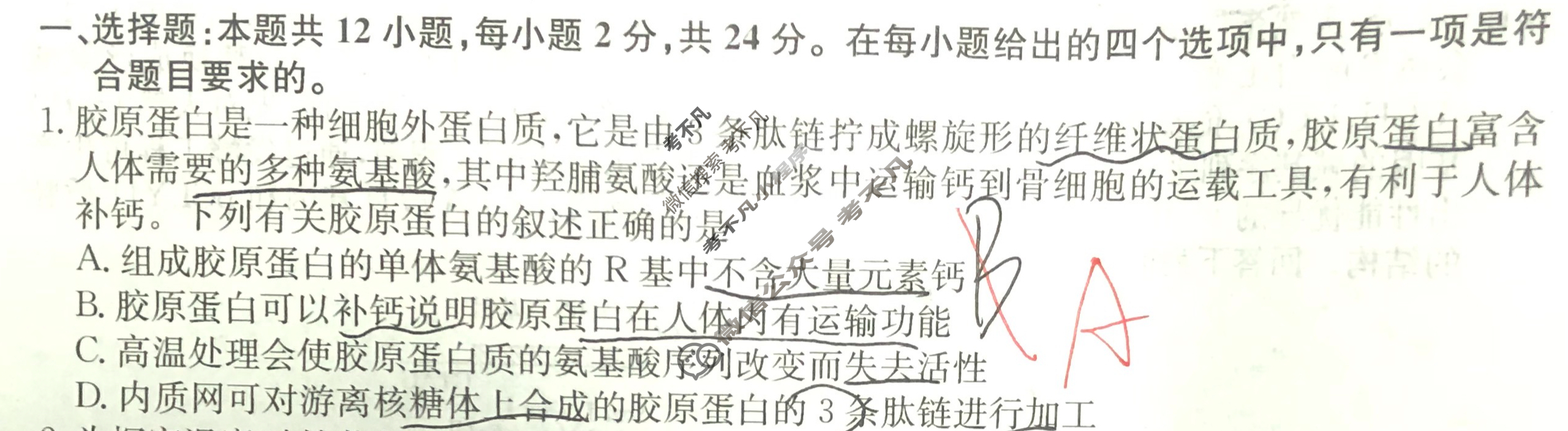 高三2024年湖南省普通高中学业水平选择性考试猜题信息卷(一)1生物(湖南)试题