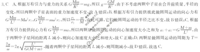 高三2024高考名校导航冲刺金卷(六)6物理答案