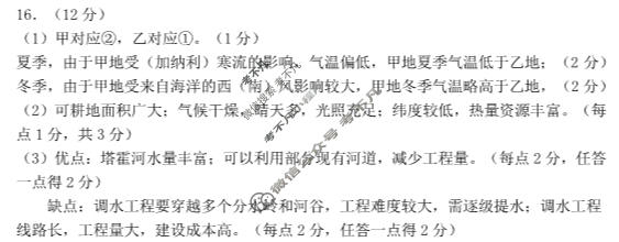 山东省实验中学2024届高三5月针对性考试(2024.05)地理答案