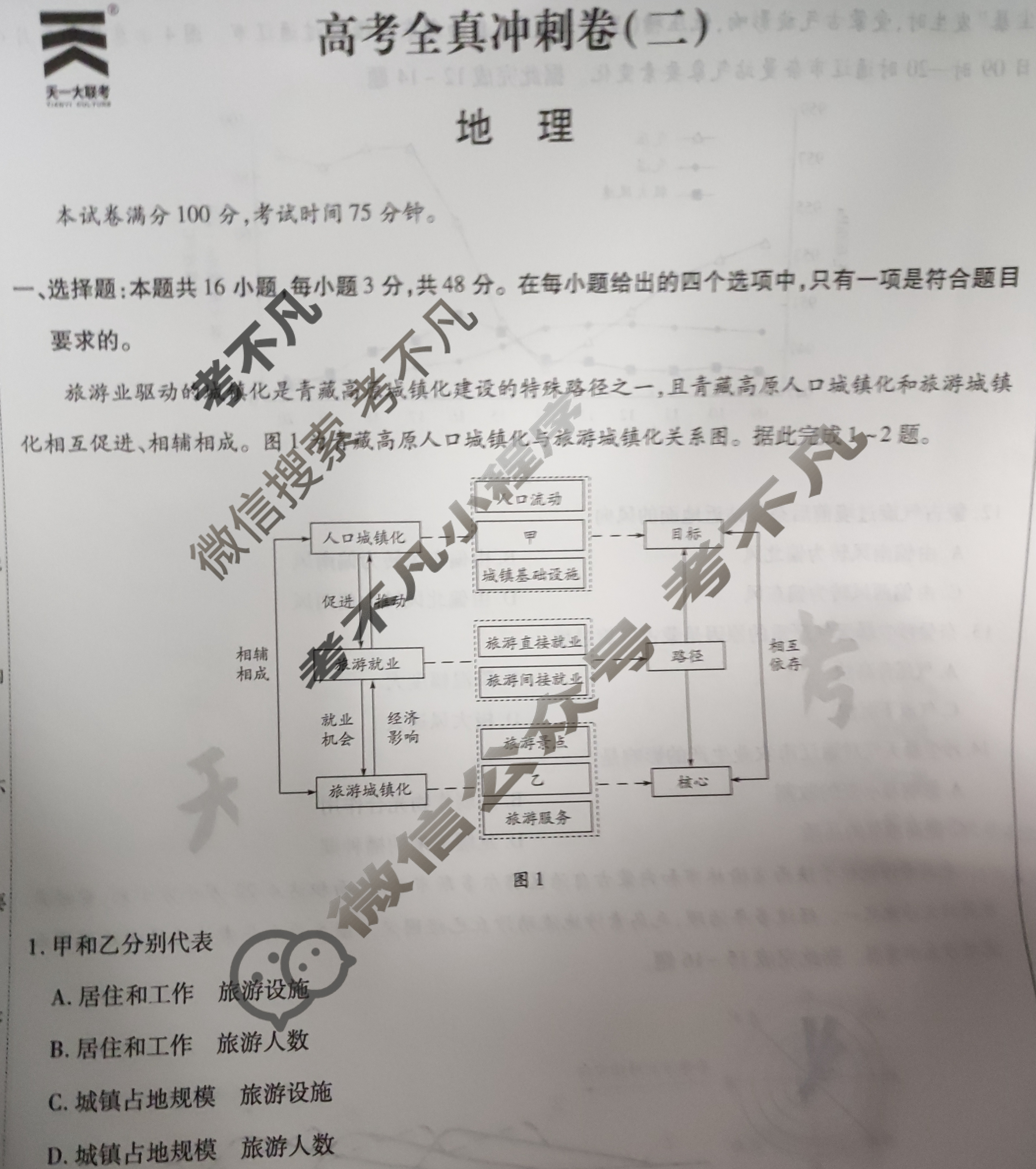 [天一大联考]高三2024届高考全真冲刺卷(二)2地理(湖南专版)试题