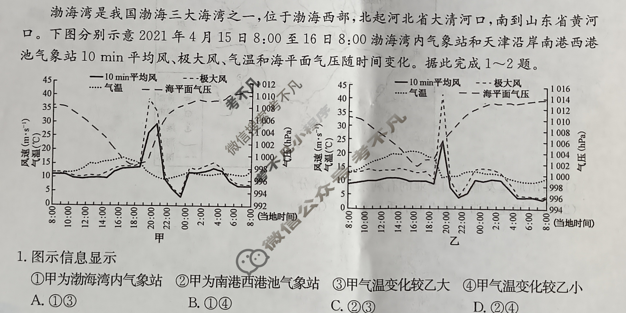 高三2024年山东省普通高中学业水平等级考试猜题信息卷(一)1地理(山东)试题
