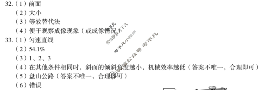 [高才博学]2024年河北省初中毕业生升学文化课模拟测评(六)6理科综合答案