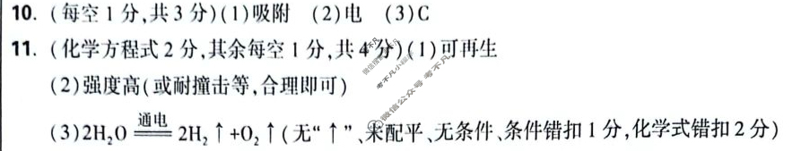 [万唯中考]2024年陕西省初中学业水平考试(白卷)化学答案