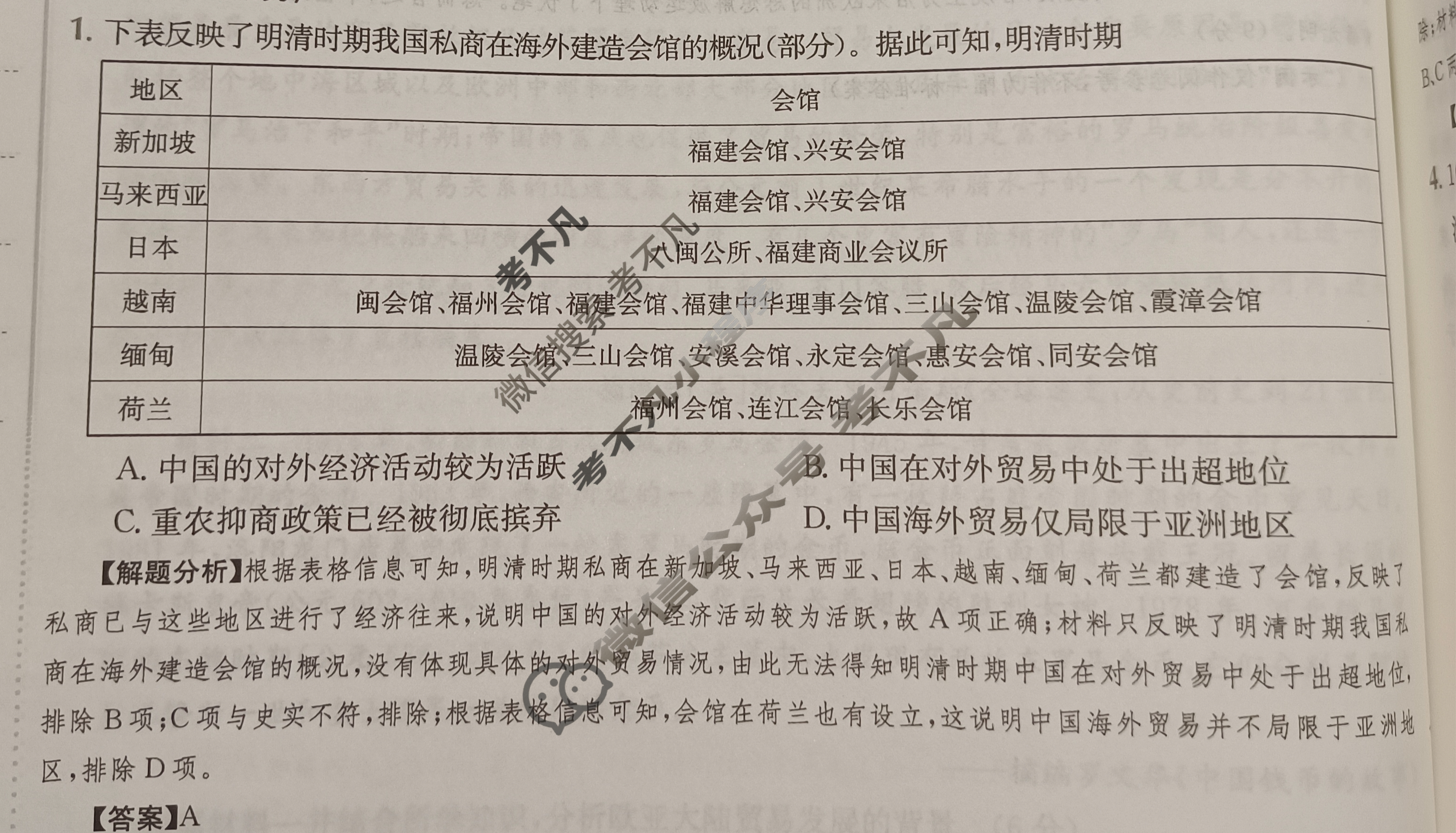 2024年全国100所名校高三单元测试示范卷[24·G3DY(新高考)·历史-R-必考-HUB]历史(八)8答案