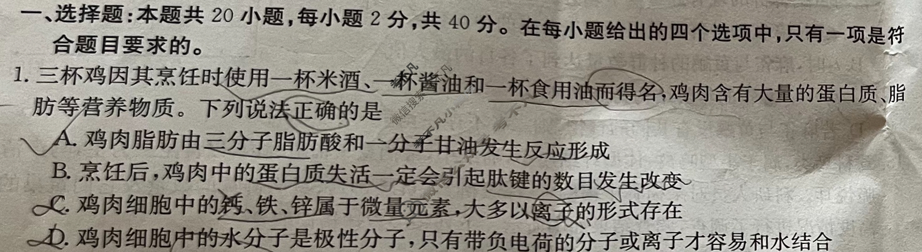 云南省2023-2024学年高二金太阳5月考试卷(24-538B)生物试题