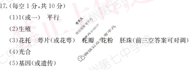 山西省2023~2024学年度八年级下学期阶段评估(二)[7L R-SHX]生物答案