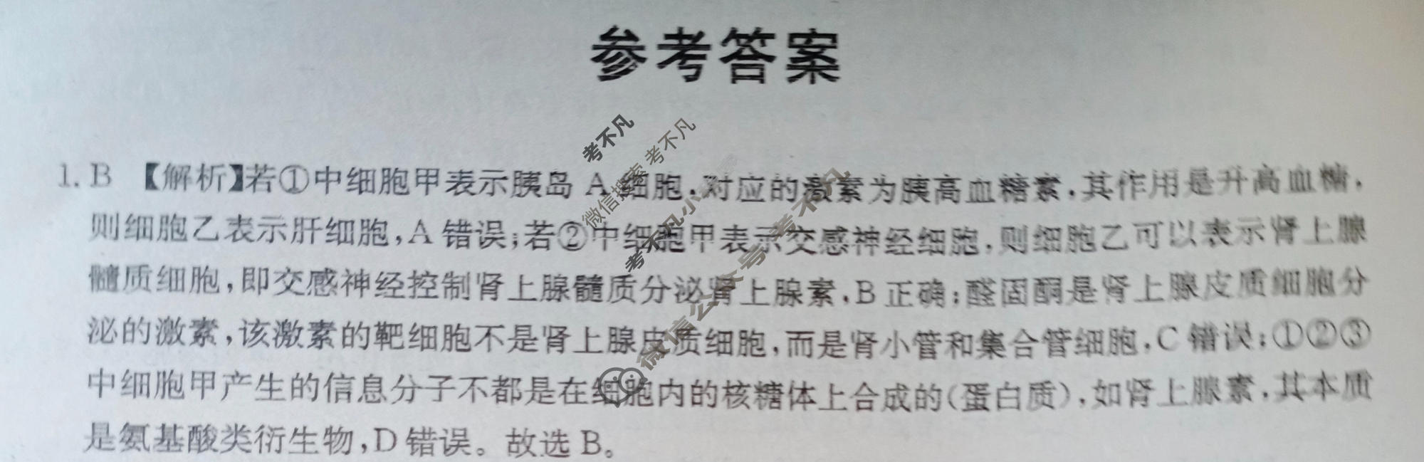 [名校大联考]2024届·普通高中名校联考信息卷(模拟二)生物答案