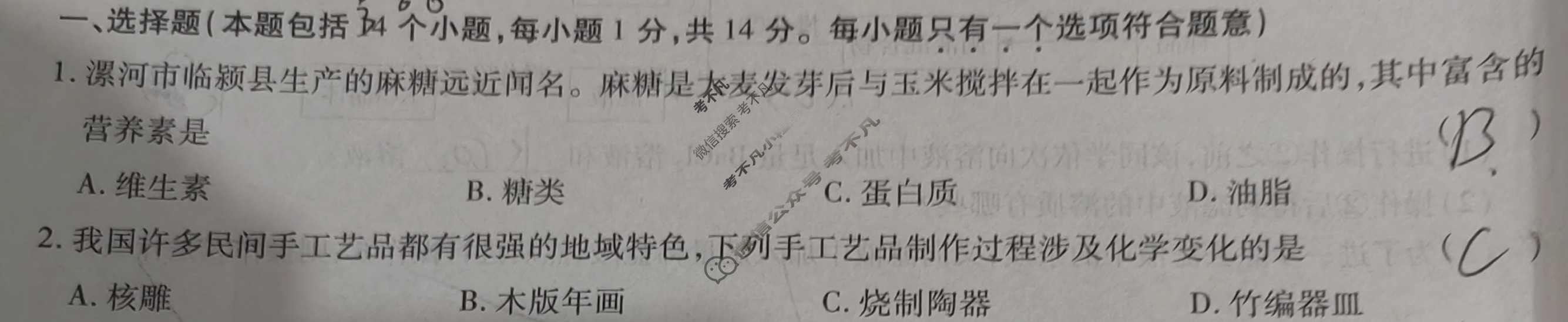 中考2024年河南省中招考试模拟试卷(三)3化学试题
