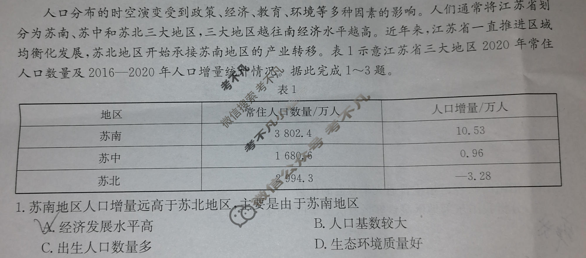 云浮市2023-2024学年第二学期高中教学质量检测高一金太阳联考(24-564A)地理试题