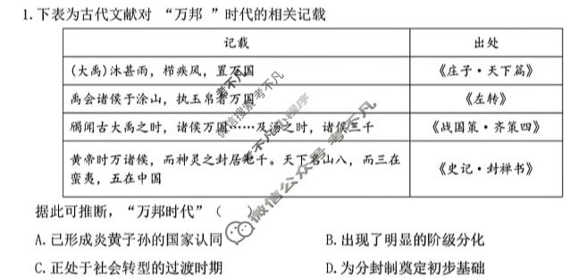 2024年湖北云学部分重点高中联盟高三年级10月联考历史试题