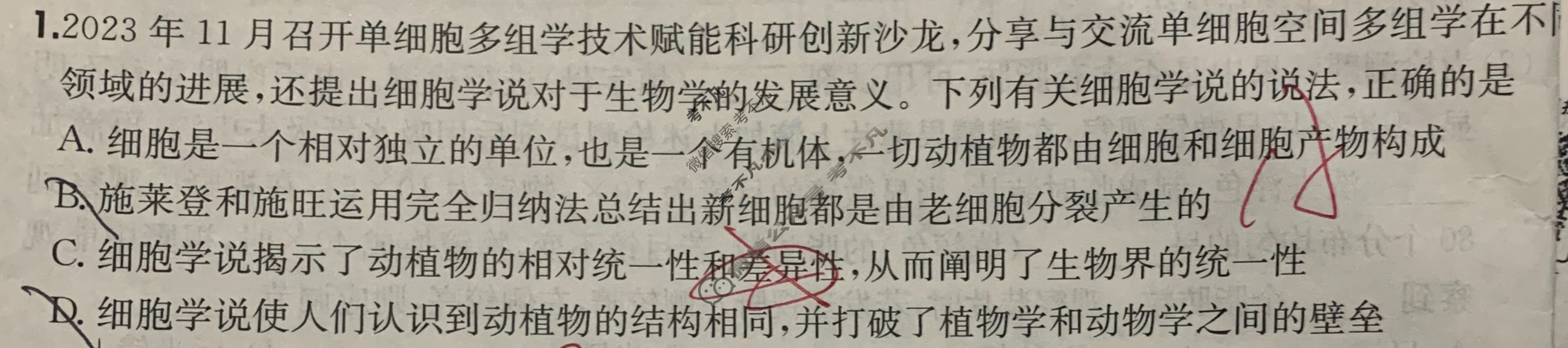 2025年高三第一轮复习周测卷·生物学[25·G3ZCJ(新高考)·生物学-R-必考-G DONG](一)1试题