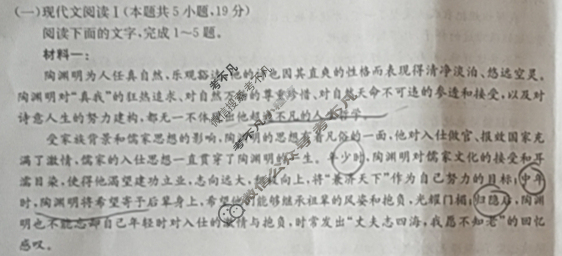 陕西省2024-2025学年高一金太阳11月联考(11.5)语文试题