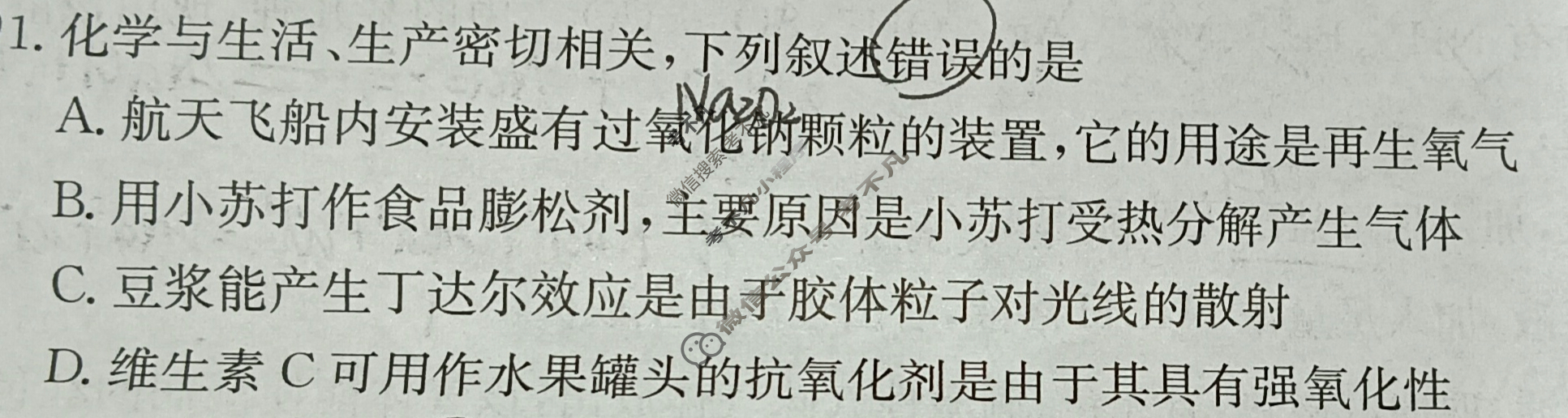 吉林省2024-2025学年高一金太阳11月联考(114A)化学试题