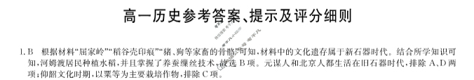 [九师联盟]2024-2025学年高一11月质量检测历史答案