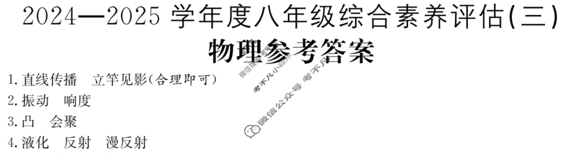 河南省2024~2025学年度八年级综合素养评估(三)[R-PGZX C HEN]物理答案