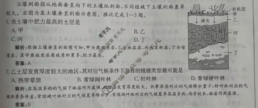 2025年卷行天下全国100所名校单元测试示范卷·地理[25DY·地理-XJB-必修第一册-QG](七)7答案