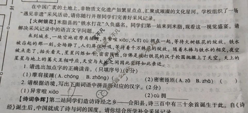 [学林教育]2024~2025学年度第一学期八年级期末调研试题(卷)语文B(部编版)试题