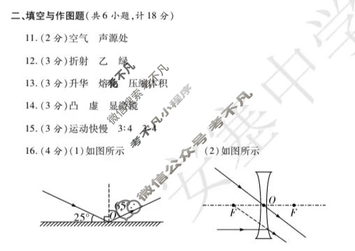 [学林教育]2024~2025学年度第一学期八年级期末调研试题(卷)物理C(苏科版)答案