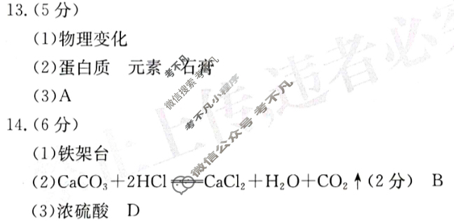 安徽省2024~2025学年度九年级测评[R-PGZX B-AH(五)]化学答案