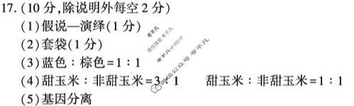 陕西省2024-2025学年第二学期高一第一次月考生物(人教版)答案