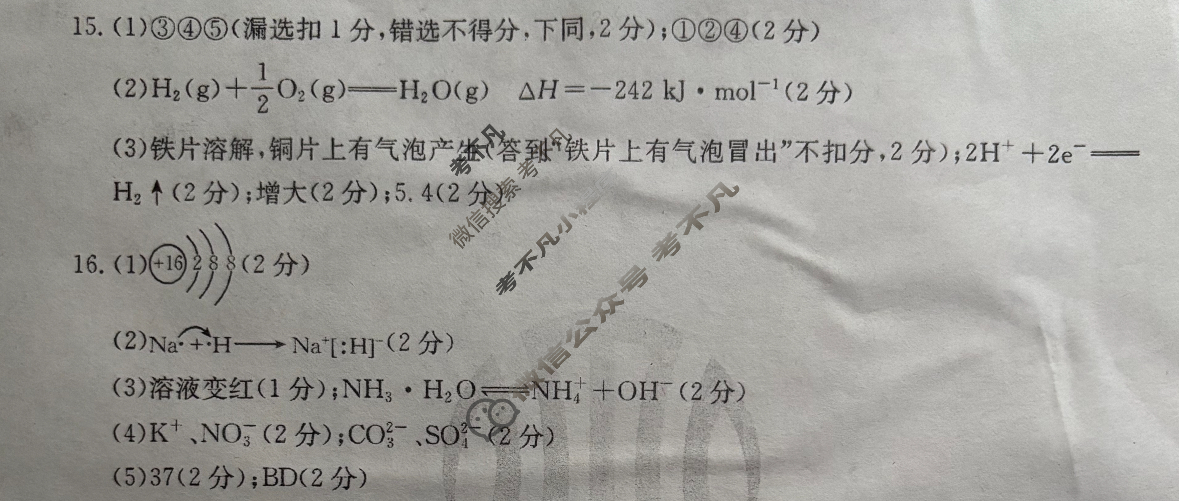 河北省金太阳2024-2025学年高一年级3月联考(3.18)化学A2答案