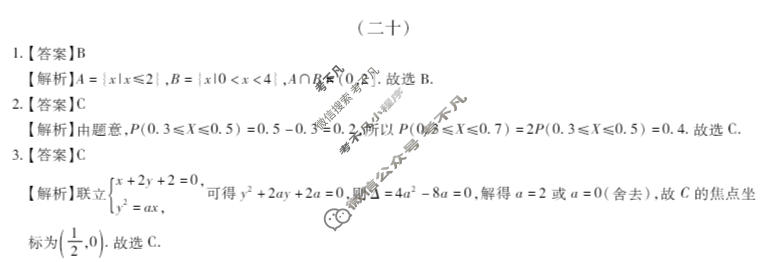 2025年智慧上进选择题/填空题满分训练卷 数学Ⅱ(二十)20答案