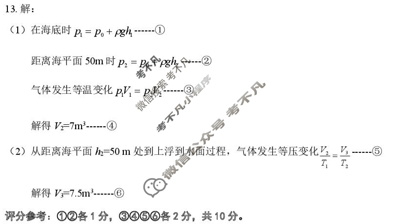 [点石联考]2025届高三年级5月份联合考试物理答案