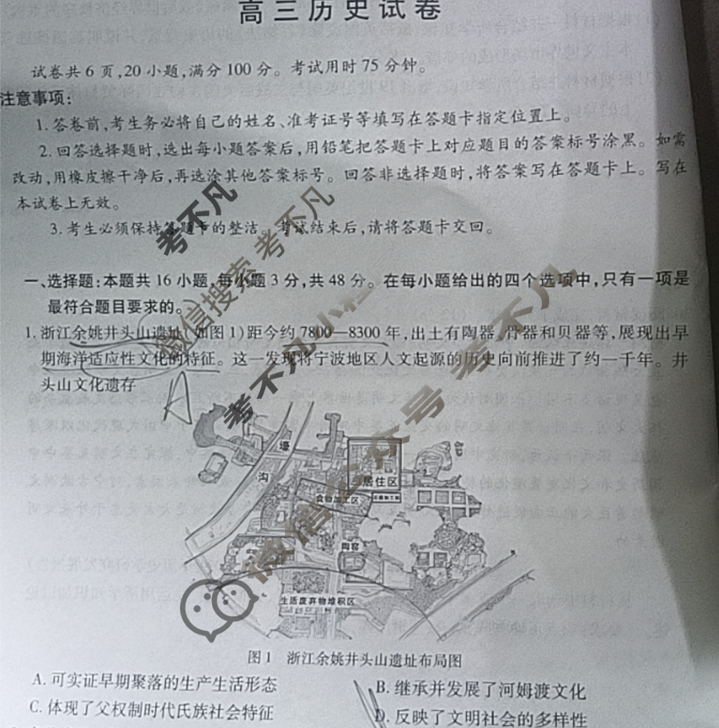 [上进联考]2024-2025学年高三5月高考适应性大练兵联考历史试题