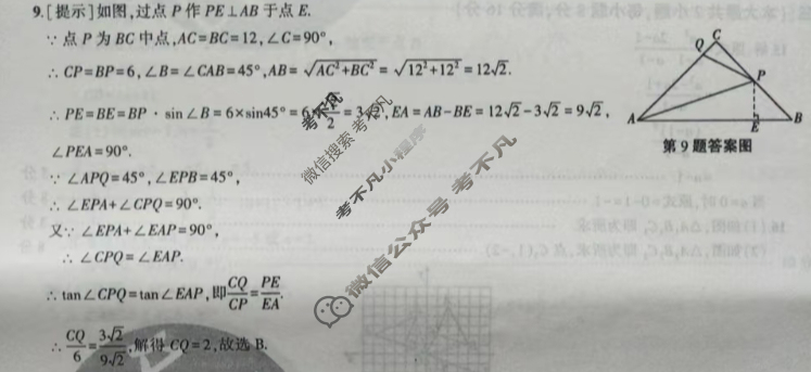 [名校之约]2025届中考导向总复习模拟样卷 二轮(七)7数学答案