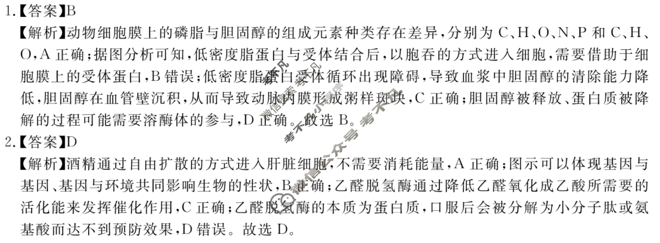 合肥一六八中学2025届高三最后一卷(2025.5)生物答案