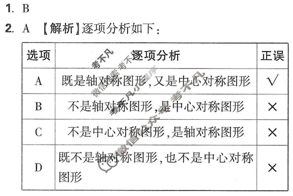 [万唯中考·黑白卷]山西省2025年初中学业水平考试数学·黑卷答案