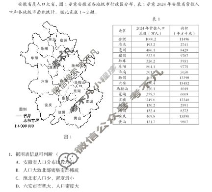 [1号卷]A10联盟2024级高一下学期5月学情调研考地理B试题