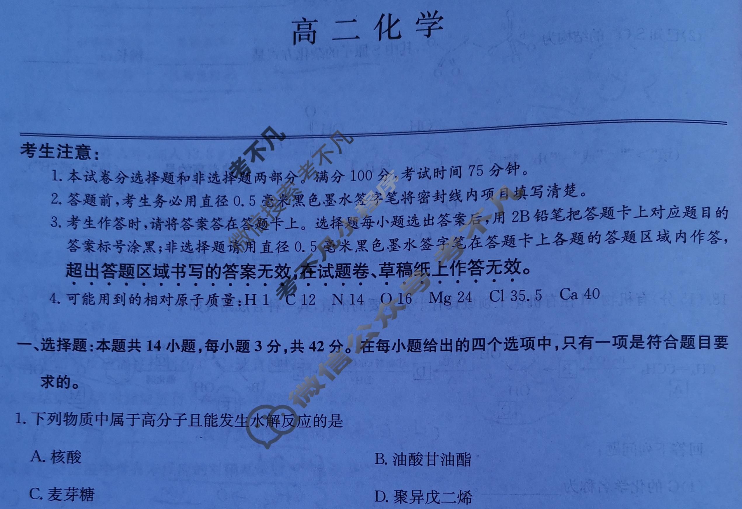 [九师联盟]2024-2025学年高二7月质量检测化学试题