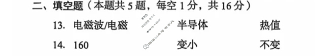 [中考真题]青海省2025年初中学业水平考试物理答案