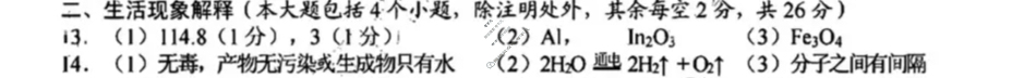 [中考真题]四川南充市2025年初中学业水平考试化学答案
