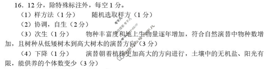 福建省全国名校联盟2026届高三联合开学摸底考试(8月)生物答案
