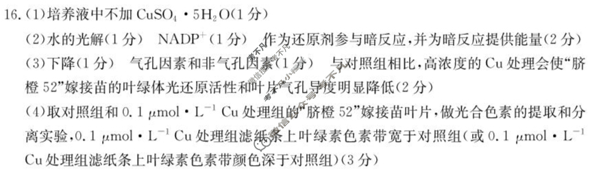 安徽省金太阳2025-2026学年上学期高三起点考试生物答案