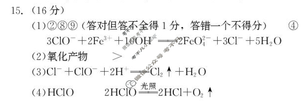 2025年9月邵阳市高一拔尖创新班联考化学答案