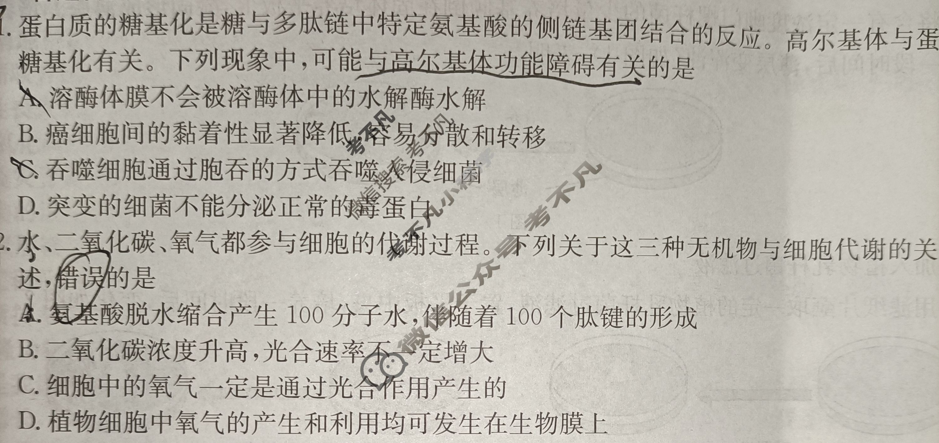 云南省金太阳2026届高三考试卷9月联考(9.29)生物试题