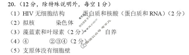 南通市2025-2026学年(上)高一10月调研生物答案