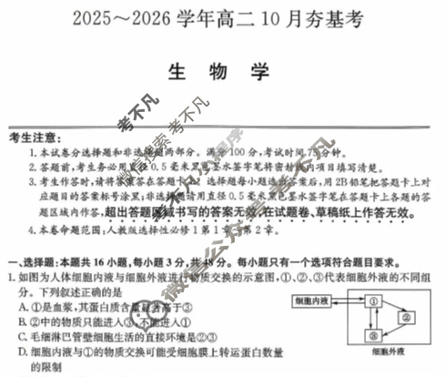 山西高中2025~2026学年高二10月夯基考(26-X-029B)语文试题