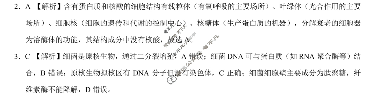 [学科网]2026届高三10月大联考生物(新高考卷)答案