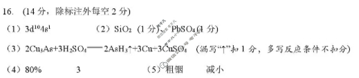 云学联盟2025年高三年级10月考试化学答案