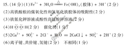 信阳市2025-2026学年普通高中高三第一次教学质量检测(10月)化学答案