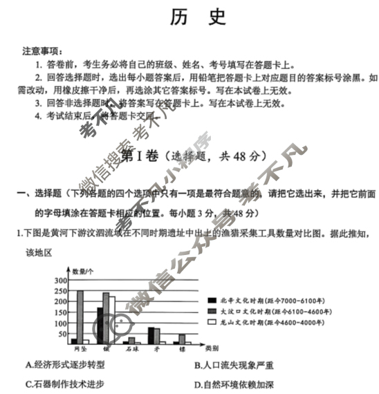 [元三维大联考]2023级高三第一次诊断性考试历史试题