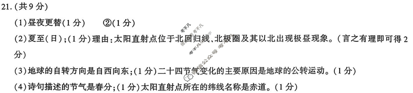 [学林教育]2025~2026学年度第一学期七年级期中调研试题(卷)地理B(湘教版)答案