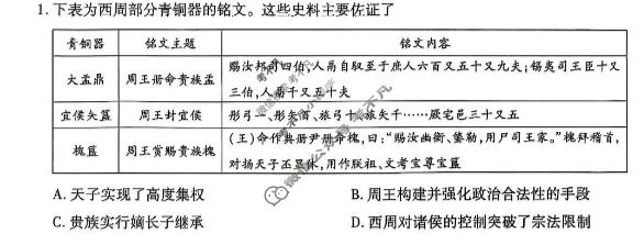 [天一大联考]焦作市普通高中2025-2026学年(上)高二年级期中考试历史试题